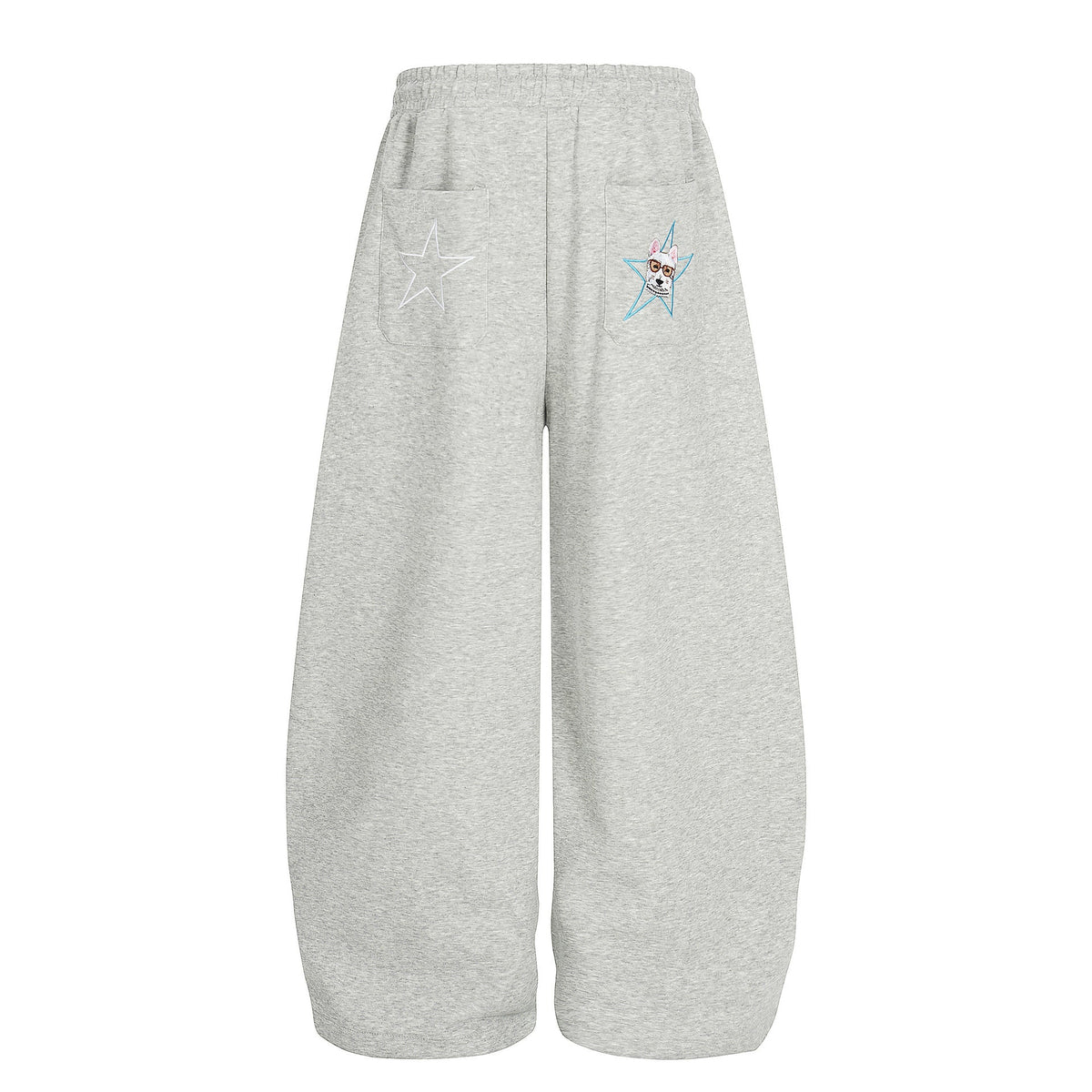 High-Stretch Cartoon Embroidered Wide-Leg Sweatpants