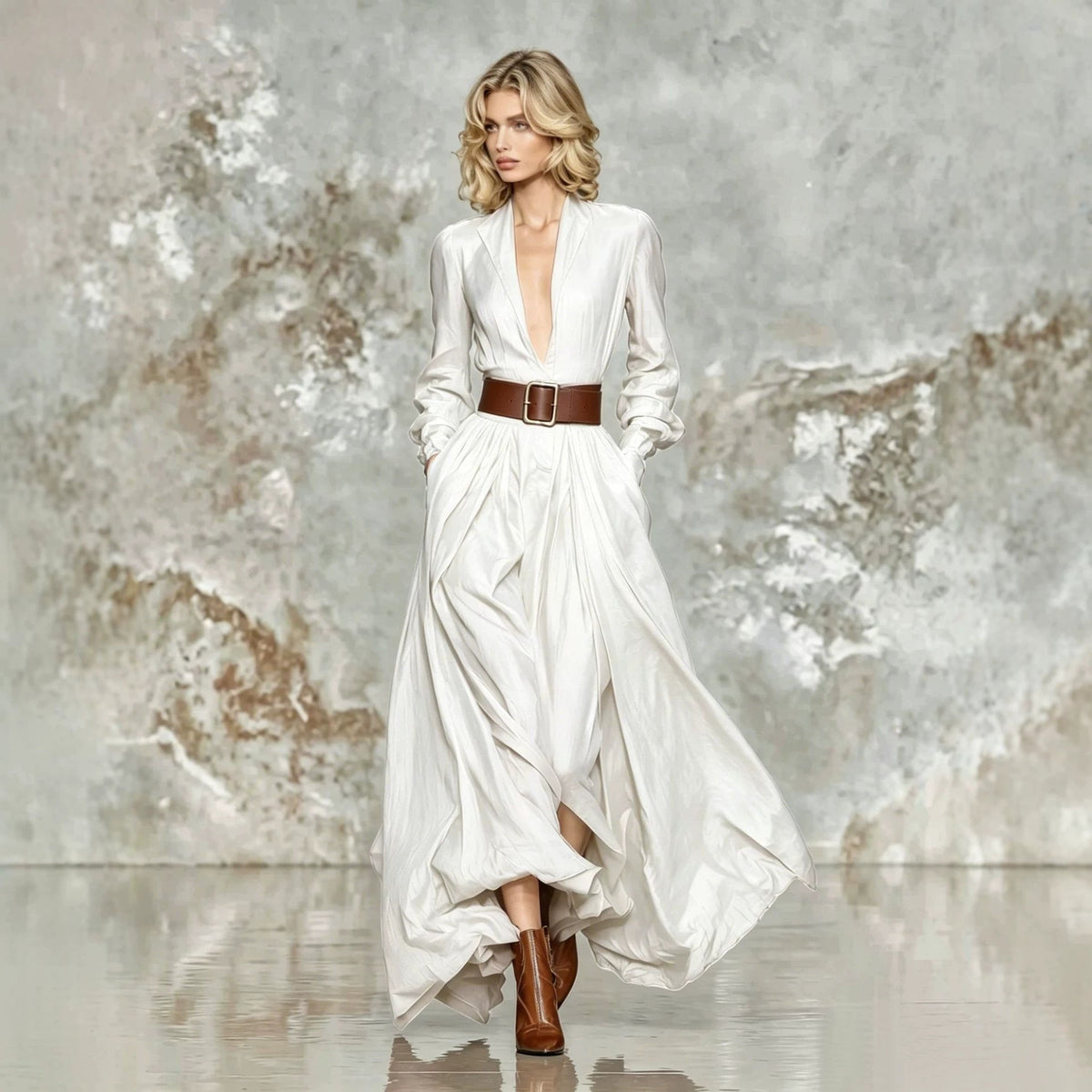 Waist-defined Maxi Dress