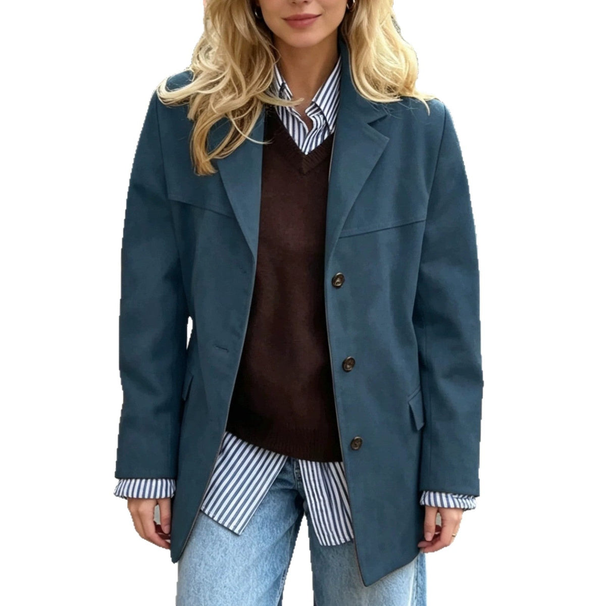 Loose-Fit Elegant Button Blazer