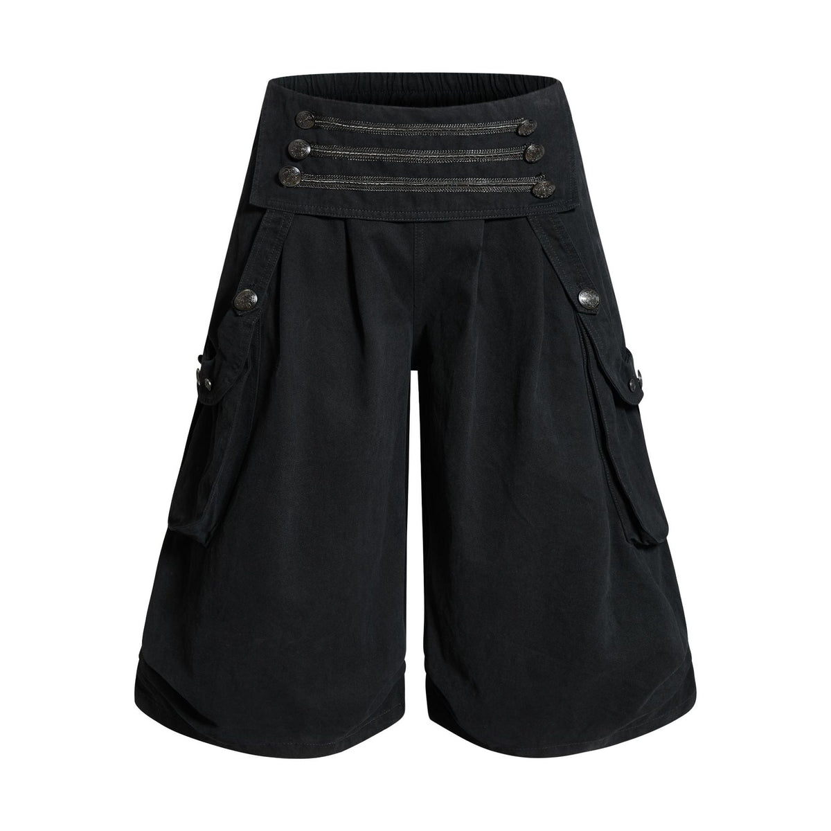 Retro Cotton Cropped Straight-Leg Utility Shorts