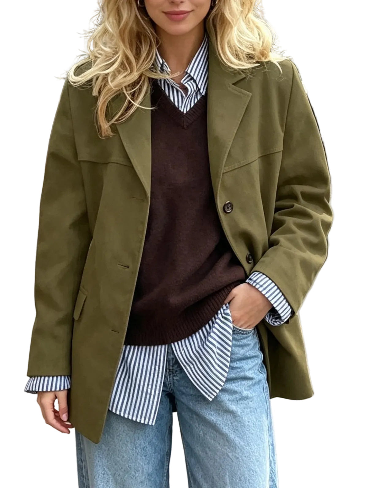 Loose-Fit Elegant Button Blazer
