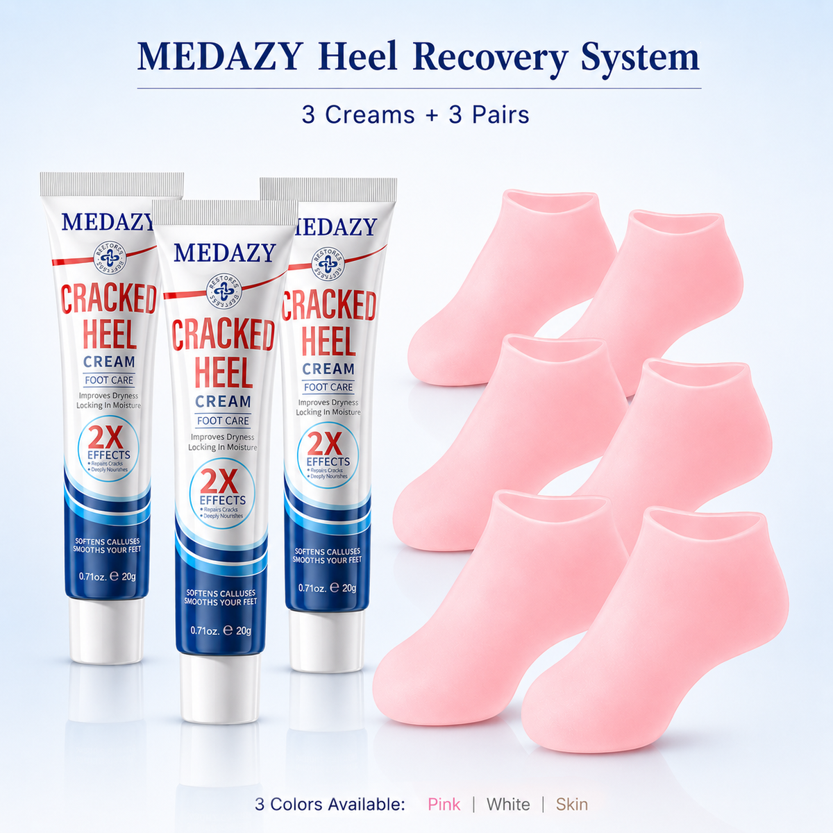 MEDAZY™ Heel Recovery System – Cracked Heel Cream + Moisture-Lock Silicone Socks