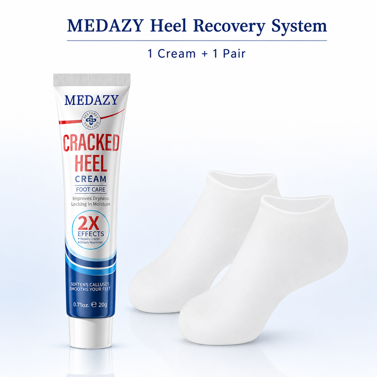 MEDAZY™ Heel Recovery System – Cracked Heel Cream + Moisture-Lock Silicone Socks